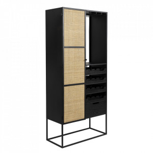 Dulap bar cu maro/negru din ratan si lemn 175 cm Guuji High Quiet Object