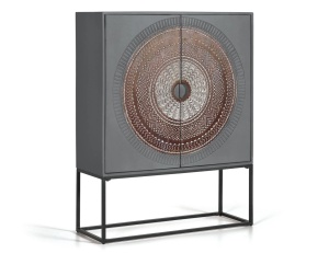 Dulap gri/maro din lemn 142 cm Alacena Giner y Colomer