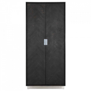 Dulap negru/argintiu din lemn si inox 220 cm Blackbone Richmond Interiors