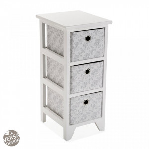 Dulapior alb/gri din lemn cu 3 cutii Bathroom Chest Grey Versa Home