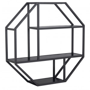 Etajera de perete neagra din metal 77 cm Seaford Quiet Object
