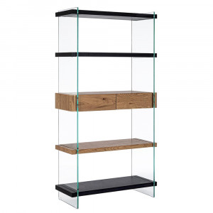 Etajera maro/neagra din sticla 180 cm Line Wood Bizzotto