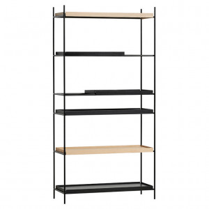 Etajera neagra/maro din lemn de stejar si metal 201 cm Tray Shelf II Woud