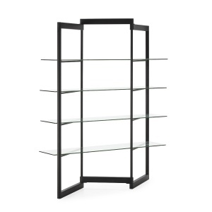 Etajera neagra/transparenta din metal 182 cm Monaco Thai Natura