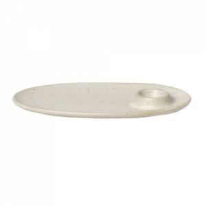 Farfurie intinsa cu suport ou din ceramica 14x24 cm Flow Breakfast Ferm Living