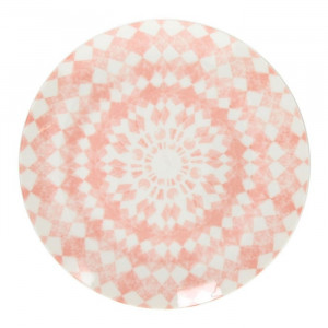 Farfurie pentru desert alba/roz din portelan 20 cm Spring The Home Collection