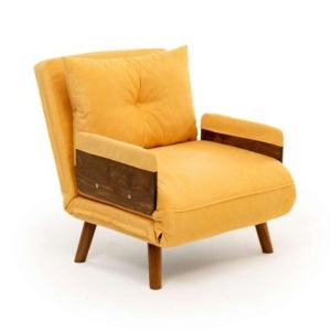 Fotoliu extensibil galben mustar din textil Cosmo Single The Home Collection