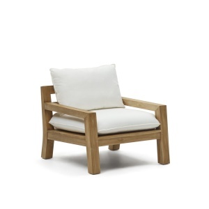 Fotoliu exterior alb/maro din textil Forcanera Kave Home