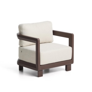 Fotoliu exterior crem/maro din metal Nerano Kave Home
