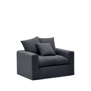 Fotoliu gri antracit din textil Nora Extra Kave Home