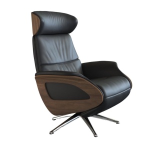 Fotoliu recliner negru din piele Clement Medium Battery Flexlux