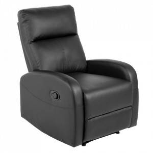 Fotoliu recliner negru din piele si fier Hollywood II The Home Collection