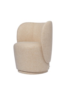 Fotoliu rotativ alb antic/galben miere din textil Rico Club Ferm Living