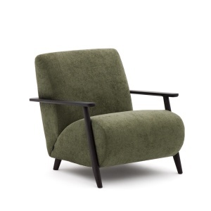 Fotoliu verde/maro wenge din textil Meghan Chenille Kave Home
