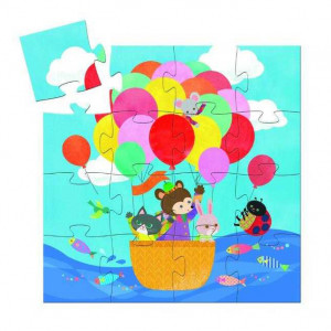 Joc tip puzzle multicolor din carton The Hot Air Balloon Djeco