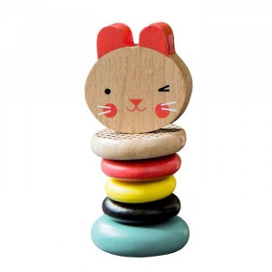 Jucarie multicolora din lemn Rabbit Petit Collage