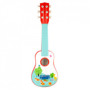 Jucarie muzicala chitara multicolora din lemn de pin Little Fox Small Foot