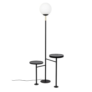 Lampadar cu incarcator wireless negru din plastic 163 cm Orion Zuiver