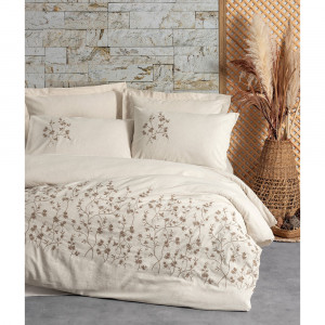 Lenjerie pat bej/maro din fibre Hermera The Home Collection