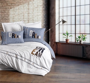 Lenjerie pat gri din bumbac Forever Single The Home Collection