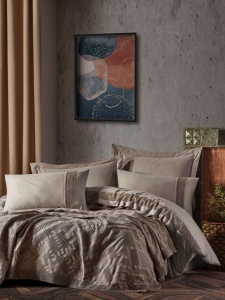 Lenjerie pat gri nurca din bumbac Freya Double The Home Collection