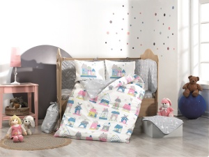 Lenjerie pat multicolora din bumbac Felix Pink The Home Collection