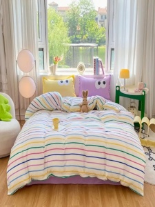 Lenjerie pat multicolora din bumbac Funny Double The Home Collection