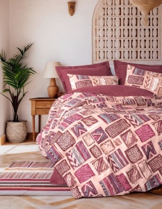 Lenjerie pat rosie din bumbac Estilıo Double The Home Collection