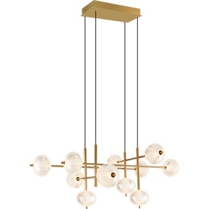 Lustra aurie din metal cu 12 LED-uri Galatea Pendant L Zuma Line