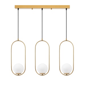 Lustra aurie din metal cu 3 becuri Mudonı Rectangular The Home Collection