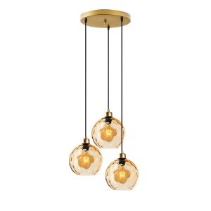 Lustra aurie/galbena din metal cu 3 becuri Benek The Home Collection
