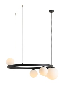Lustra neagra/alba din sticla cu 5 becuri Garda Quiet Object
