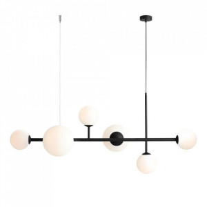 Lustra neagra/alba din sticla cu 6 becuri Dione Quiet Object