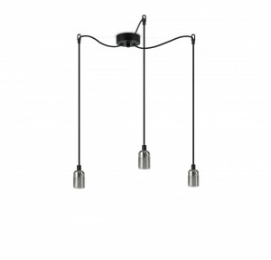 Lustra neagra/argintie din otel cu 3 becuri Uno Basic Bulb Attack