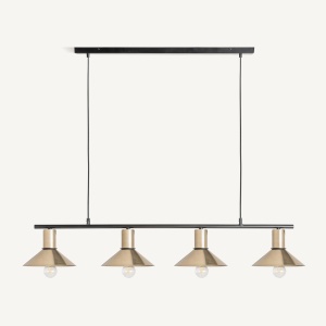 Lustra neagra/aurie din metal cu 4 becuri Moico Vical Home