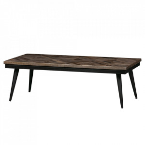 Masa cafea maro/neagra din lemn de tec si fier 60x120 cm Rhombic Be Pure Home