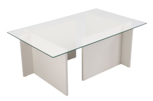 Masa de cafea alba din sticla 65x105 cm Vetrino Wood The Home Collection