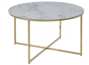 Masa de cafea din sticla alba 80 cm Alisma Quiet Object