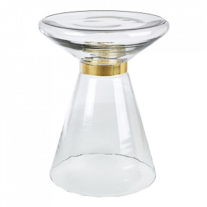 Masa de cafea transparenta/aurie din sticla 36 cm Azmin Bizzotto