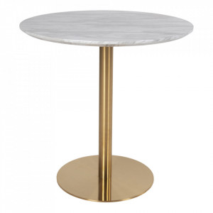 Masa dining alba/aurie din metal 90 cm Bolzano House Nordic