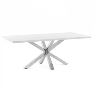 Masa dining alba din MDF si otel 100x180 cm Argo Kave Home