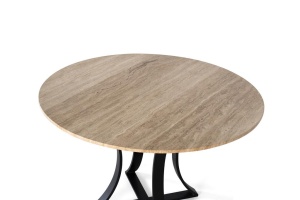 Masa dining crem/neagra din marmura 120 cm Power Giner y Colomer