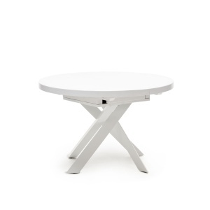 Masa dining extensibila alba din metal 120(160) cm Vashti Kave Home