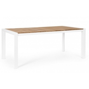 Masa dining exterior alb/maro din lemn 90x180 cm Cameron Bizzotto