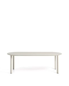 Masa dining exterior ecru din metal 100x230 cm Erice Kave Home