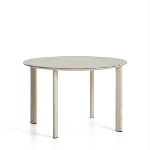 Masa dining exterior ecru din metal 120 cm Erice Kave Home