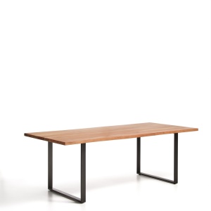 Masa dining maro/neagra din lemn 100x220 cm Uxue Kave Home