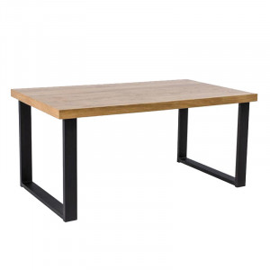 Masa dining maro/neagra din lemn de stejar si metal 90x180 cm Umberto Signal Meble