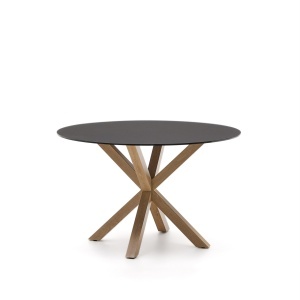 Masa dining maro/neagra din metal 120 cm Argo Kave Home