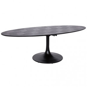 Masa dining neagra din lemn de stejar si fier 120x250 cm Blax Richmond Interiors